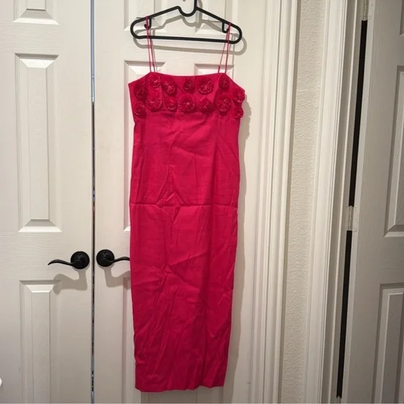 NWT Antonio Melani Dottie Textured Linen Square Neck Sleeveless Midi dress - Picture 4 of 7